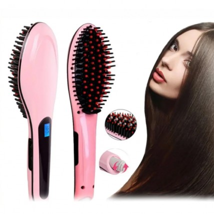 Гребінець випрямляч Fast Hair Straightener. Колір рожевий - Купити