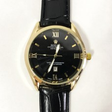 Годинник наручний Rolex Black ремінець чорний (репліка)