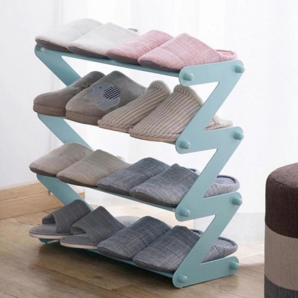 Полиця для взуття органайзер компактний стійка складана Shoe Rack YH 8802 зберігання речей та взуття 5 полиці. Колір: блакитний - Купити