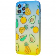 Чехол для Iphone 12 Pro Max сине-желтый Авокадо