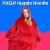 Толстовка плед з капюшоном і рукавами Huggle Hoodie оверсайз. Колір: червоний - Купити