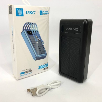 Портативний зарядний пристрій на 20000mAh, Power Bank на сонячній батареї, для планшета. Колір: чорний - Купити